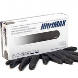 NiTRiMAX ნიტრილის ხელთათმანები, 50 წყვილი შეფუთვა - ზომა M (შავი)